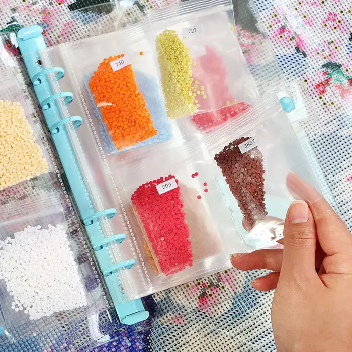 Organiseur de perles pour peinture au diamant 5D A5 avec pages transparentes