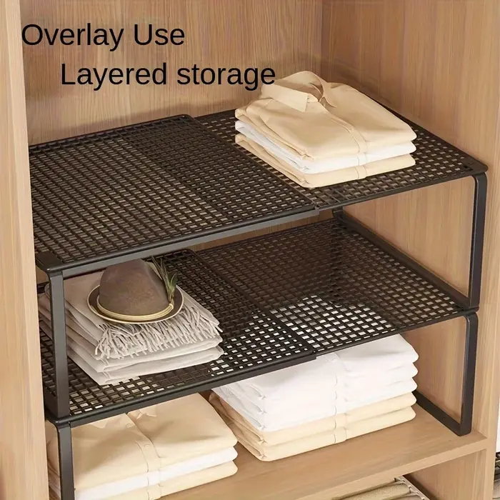 Étagère de placard robuste et réglable en hauteur, support de rangement extensible et rétractable, étagère de cabinet peu encombrante