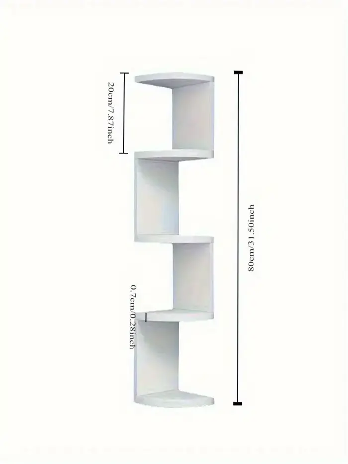 Étagère flottante d'angle à 5 couches, support de rangement mural en plastique, design triangulaire 