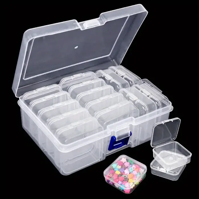La boîte d'emballage indépendante transparente est des organisateurs de petites perles, des étuis de rangement en plastique, Mini stockage de perles transparentes