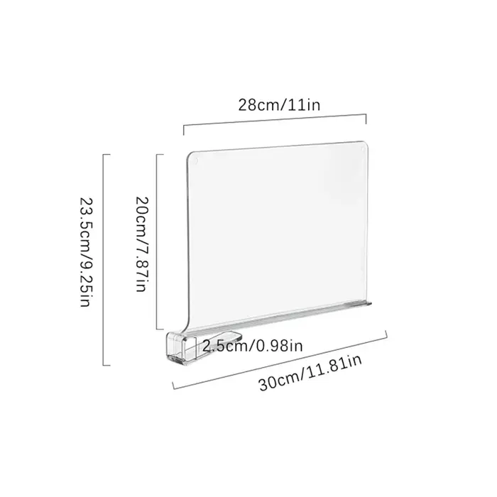 Diviseurs d'étagère en acrylique pour organisateurs de placards avec étagères en bois, séparateurs d