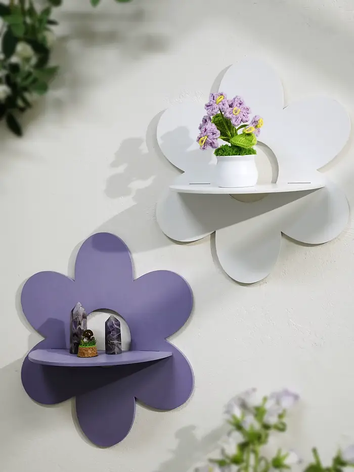 Étagères murales en bois en forme de fleur - Étagère décorative mignonne pour la chambre d'enfant