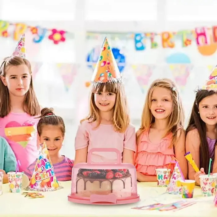 Boîtes à gâteaux transparentes avec couvercles, portables, faciles à transporter, avec poignée, pour la présentation lors de fêtes