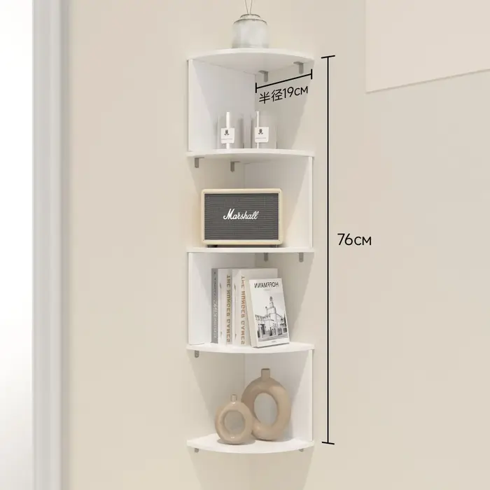 Étagère d'angle murale anti-humidité sans perçage pour chambre, bibliothèque d'angle murale, étagère