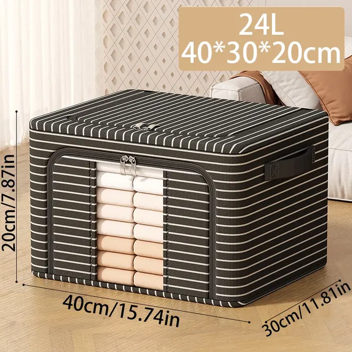 Sac de rangement visuel pour garde-robe, boîte de rangement pliable avec cadre en acier intégré en t
