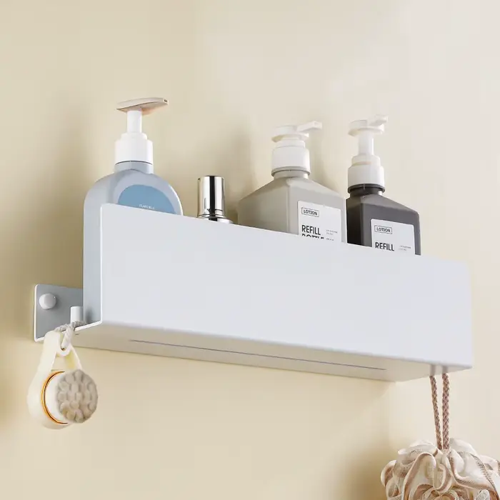 Étagère de douche blanche avec crochet