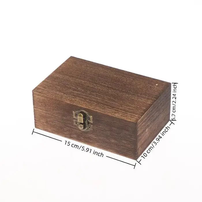 Boîte de rangement carrée à charnières pour bijoux et artisanat, inspirée des boîtes en bois vintage