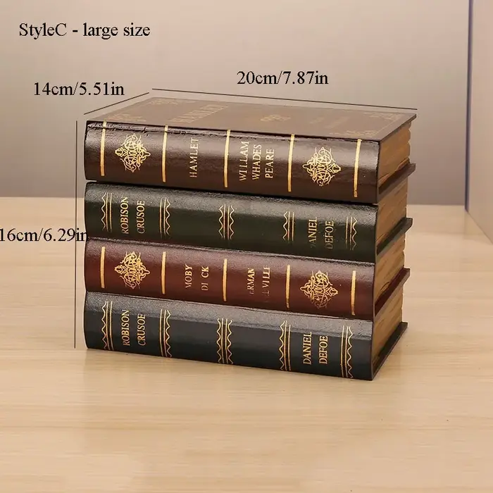 Boîte de rangement en bois rétro en forme de livre avec couvercle, empilable, aspect livre exquis, o
