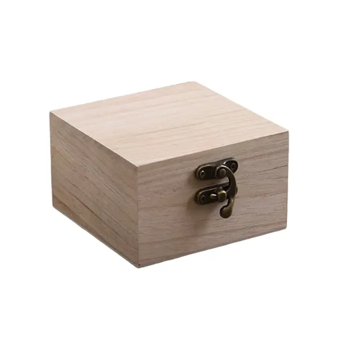 Boîte de rangement carrée en bois avec couvercle, boîte en bois rétro à couvercle rabattable, boîte 