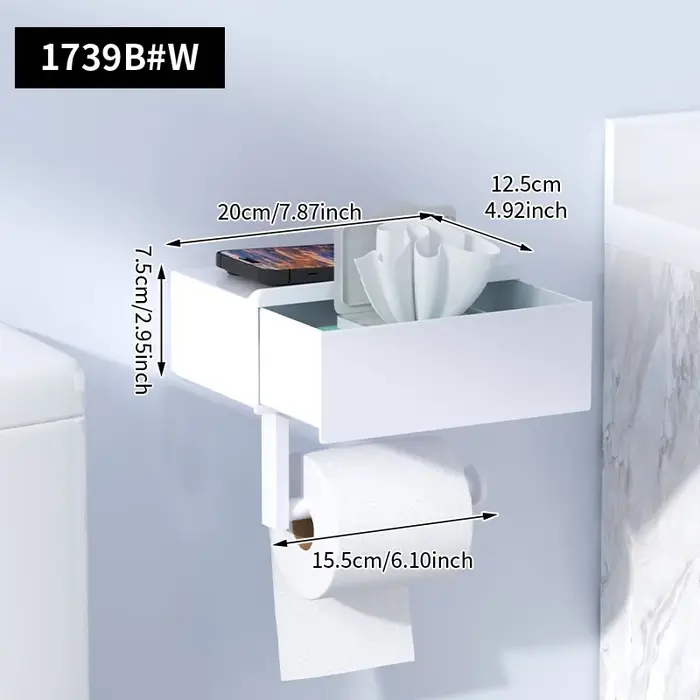 Porte-papier toilette avec étagère, distributeur de lingettes humides pour salle de bain, garde vos 