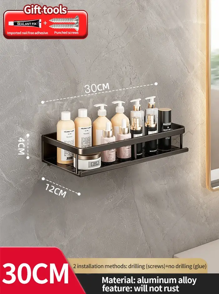 Support de salle de bain étagère de salle de bain espace de toilette support suspendu en aluminium o