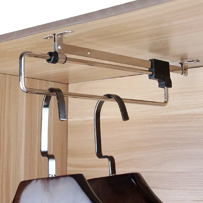 Armoire rétractable garde-robe Rail cintre porte-serviettes porte-manteau tige gain de place pantalon cravate étagère de rangement placard organisateur