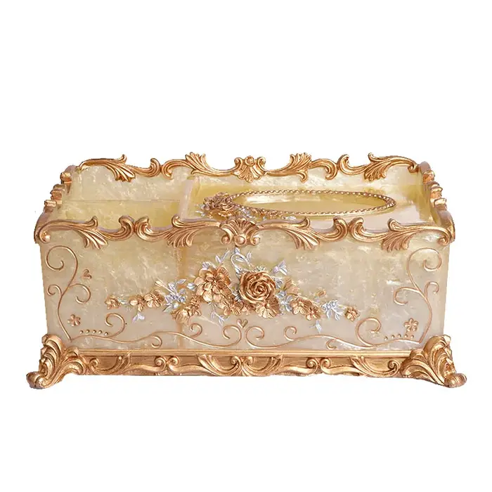 Boîte de rangement de luxe en résine de style européen, plateau mis à jour pour le bureau, boîte mul